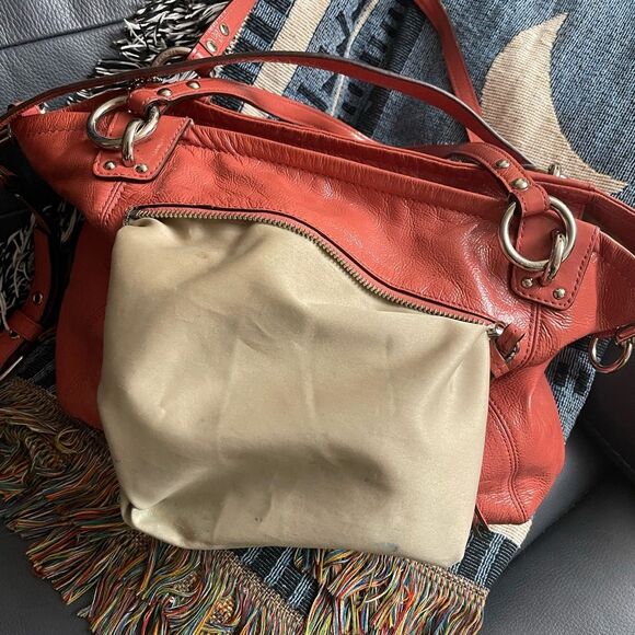 Coach coral/apple charm tote Leather handBag 14925 - Picture 11 of 12